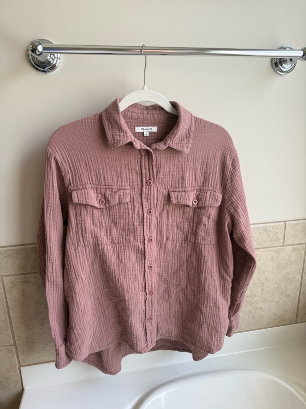 Madewell Gauze Button-Up Shirt Jacket Medium 100% Cotton